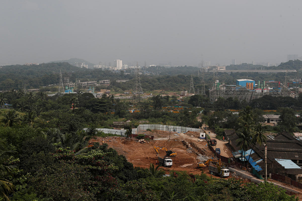 A view of the construction site of a metro train parking shed for an upcoming subway line is seen in the Aarey Colony suburb of Mumbai, India, October 7, 2019. (REUTERS)