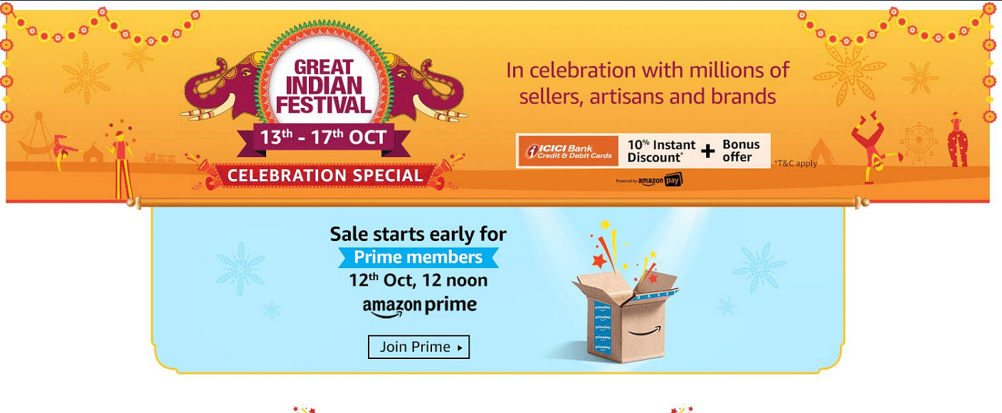 Amazon to host Great Indian Festival Celebration Special sale next week (Picture Credit: Amazon India screen grab)