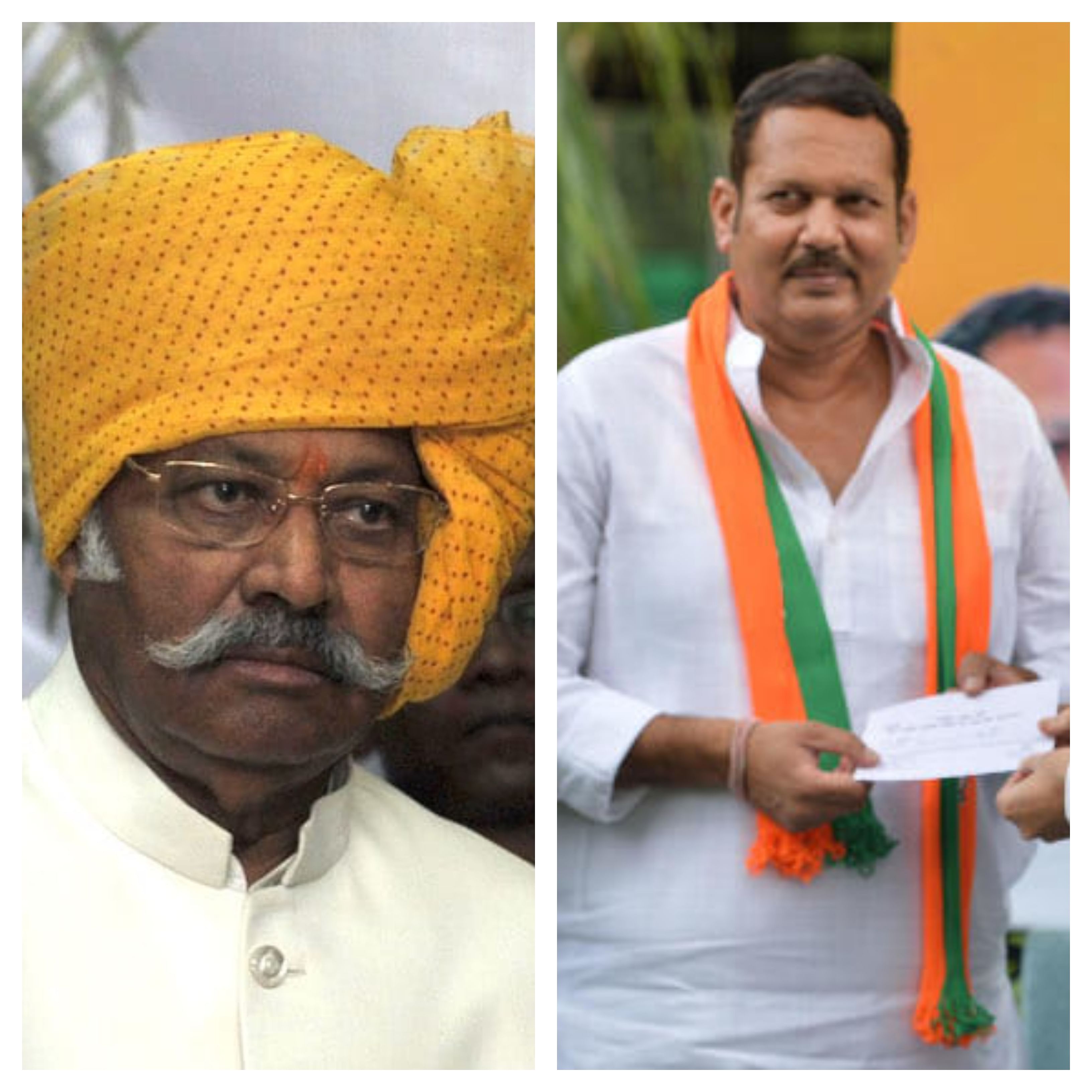 NCP candidate Shrinivas Patil (L) and BJP's Udayanraje Bhosale (R).