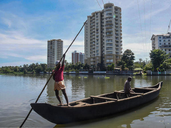 A view of Alfa Serene Apartments at Marad built on the coastal zone, in Kochi. (PTI photo)