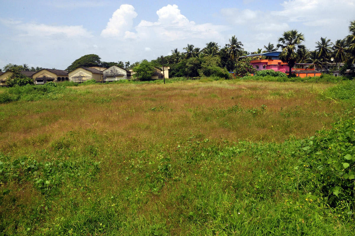 The land earmarked for the construction of Jilla Ranga Mandira at Adi Udupi.