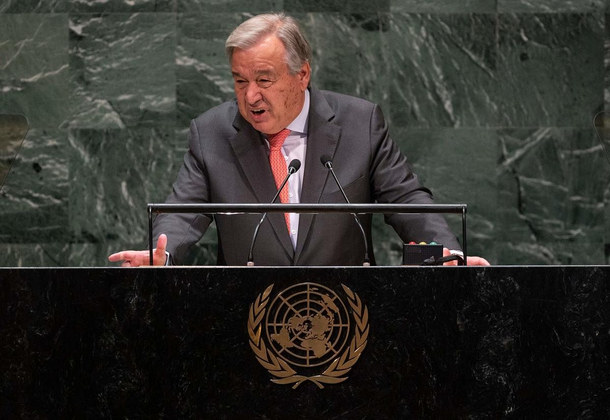 UN Secretary General António Guterres speaks at the 74th session of the United Nations General Assembly in New York. (AFP Photo)