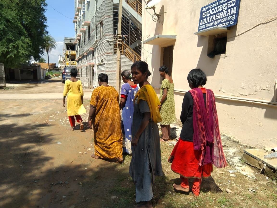 The number of wandering and mentally ill women is growing by the day, and finding a safe place to shelter them is becoming a challenge, say NGOs. (Above) Inmates of Abhayashram.