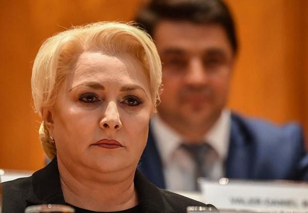 Romanian Prime Minister Viorica Dancila attends a parliament session called to debate and vote a non-confidence motion on the Romanian Government at the Parliament Palace in Bucharest October 10, 2019. (AFP photo)
