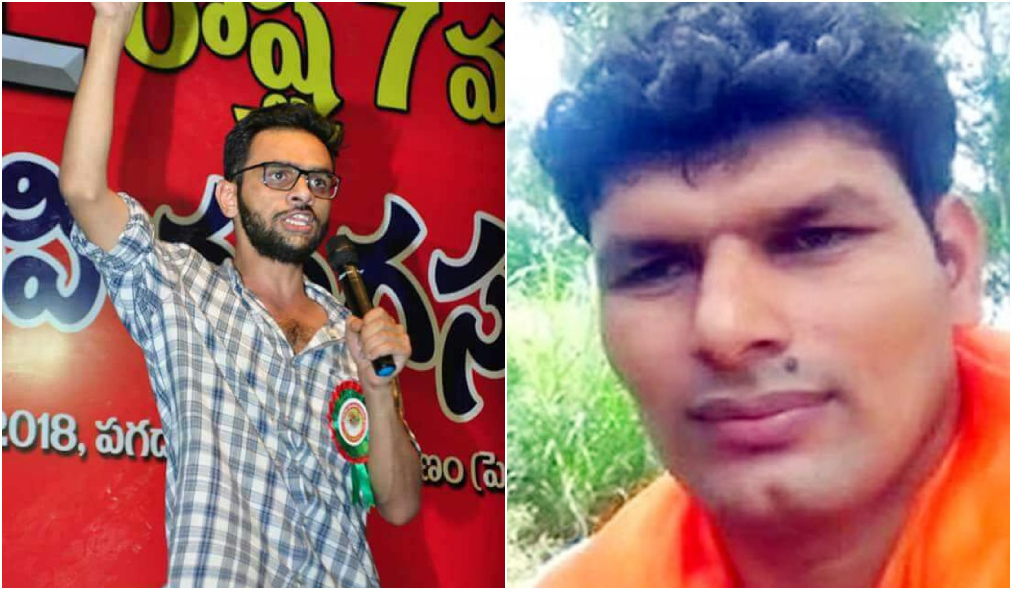 Former JNU student leader Umar Khalid (left) and Shiv Sena's candidate from Bahadurgarh, Haryana Naveen Dalal (right).