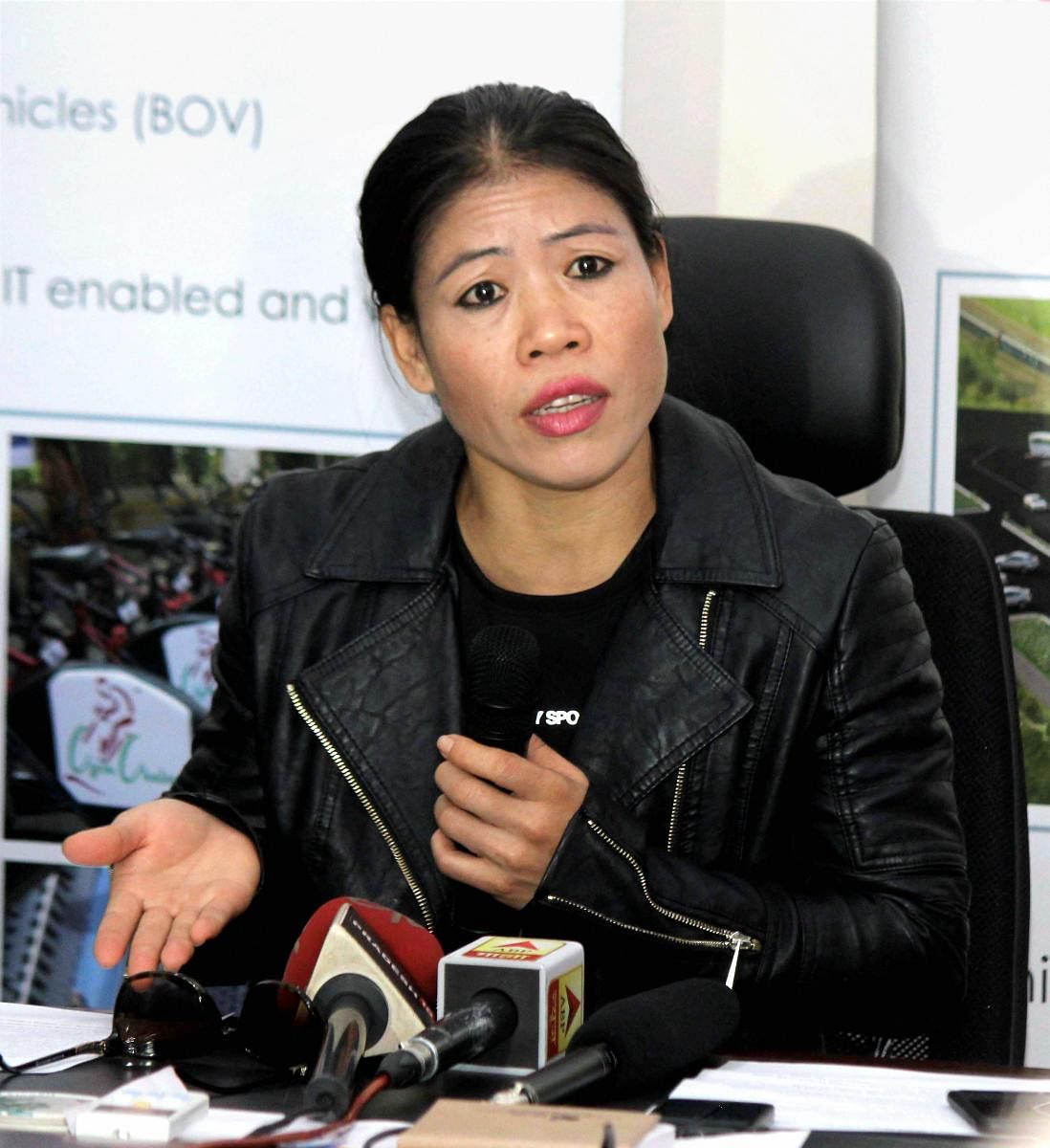 Nagpur: Boxer Mary Kom addresses a press conference in Nagpur, Maharashtra on Sunday. PTI Photo