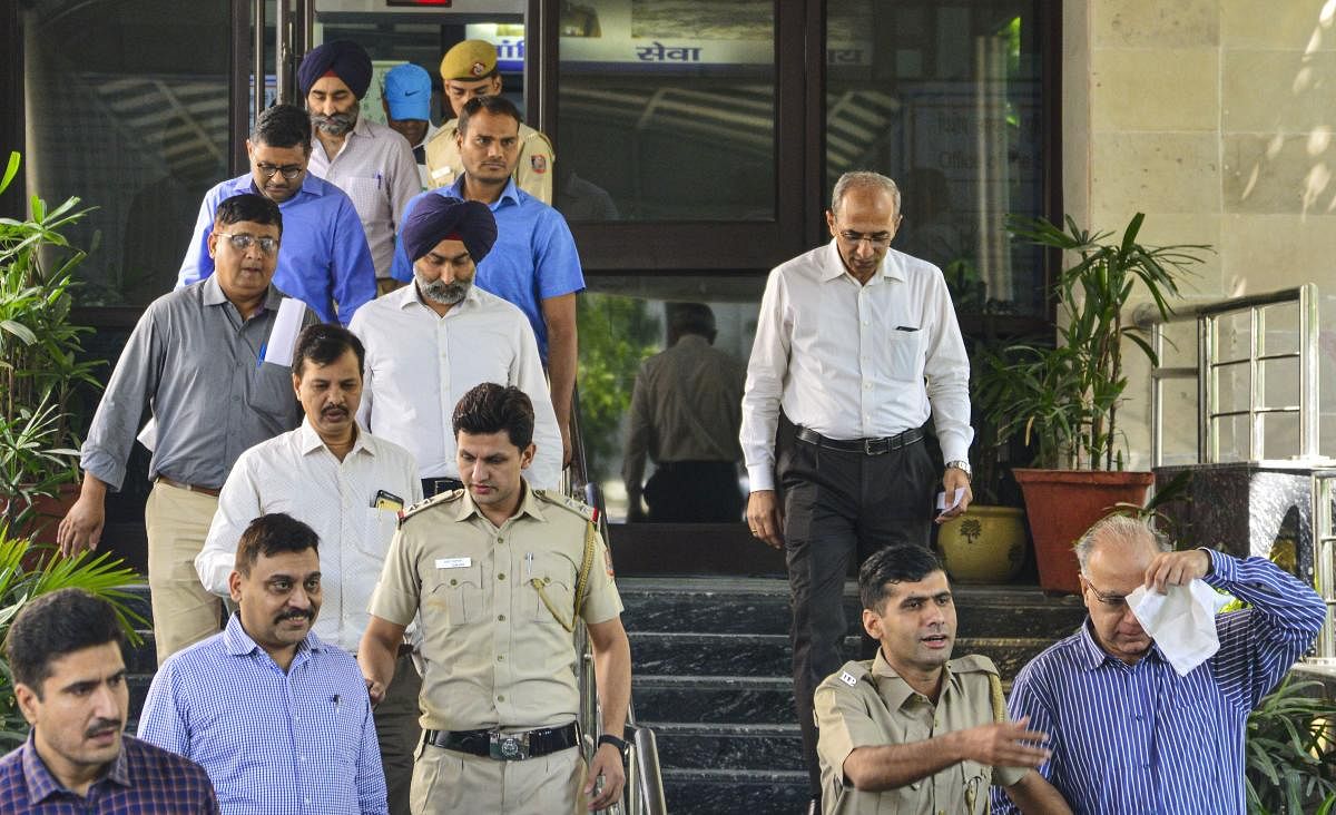 Former promoters of pharmaceutical giant Ranbaxy, Shivinder Singh, his elder brother Malvinder Singh and three others arrested by the Economic Offences Wing (EOW) of Delhi Police for allegedly misappropriating funds of Religare Finvest Limited (RFL) to the tune of Rs 2,397 crore, in New Delhi, Friday, Oct. 11, 2019. (PTI Photo/Arun Sharma) 