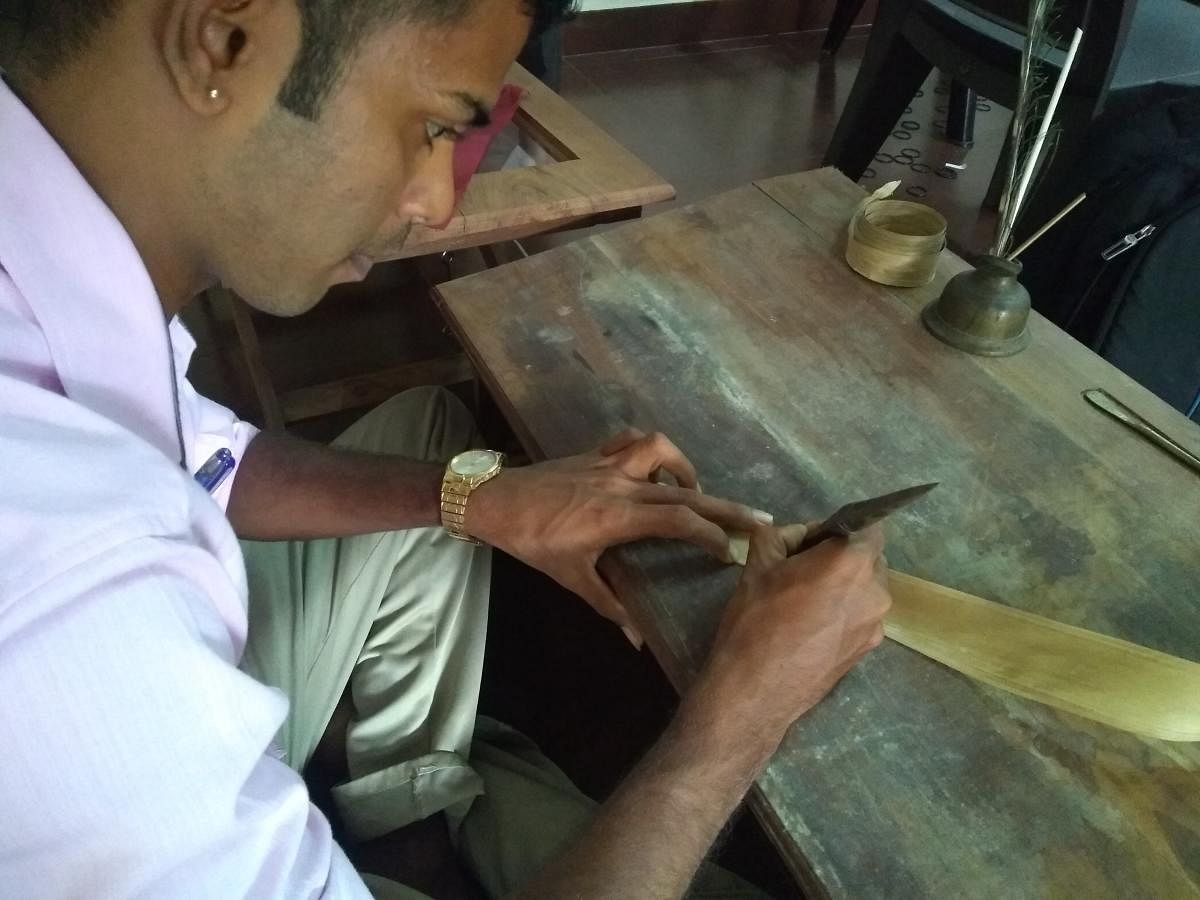 Subhas Nayak, an archaeologist, is among the three researchers who have taken to palm-leaf documentation in Udupi.