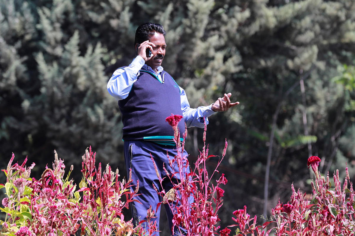 A man speaks on the phone after the partial restoration of mobile phone services in Srinagar October 14, 2019. (Photo by Reuters)