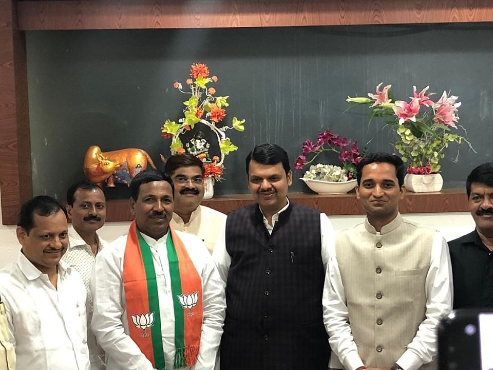Former NCP MLA Bapusaheb Pathare with chief minister Devendra Fadnavis