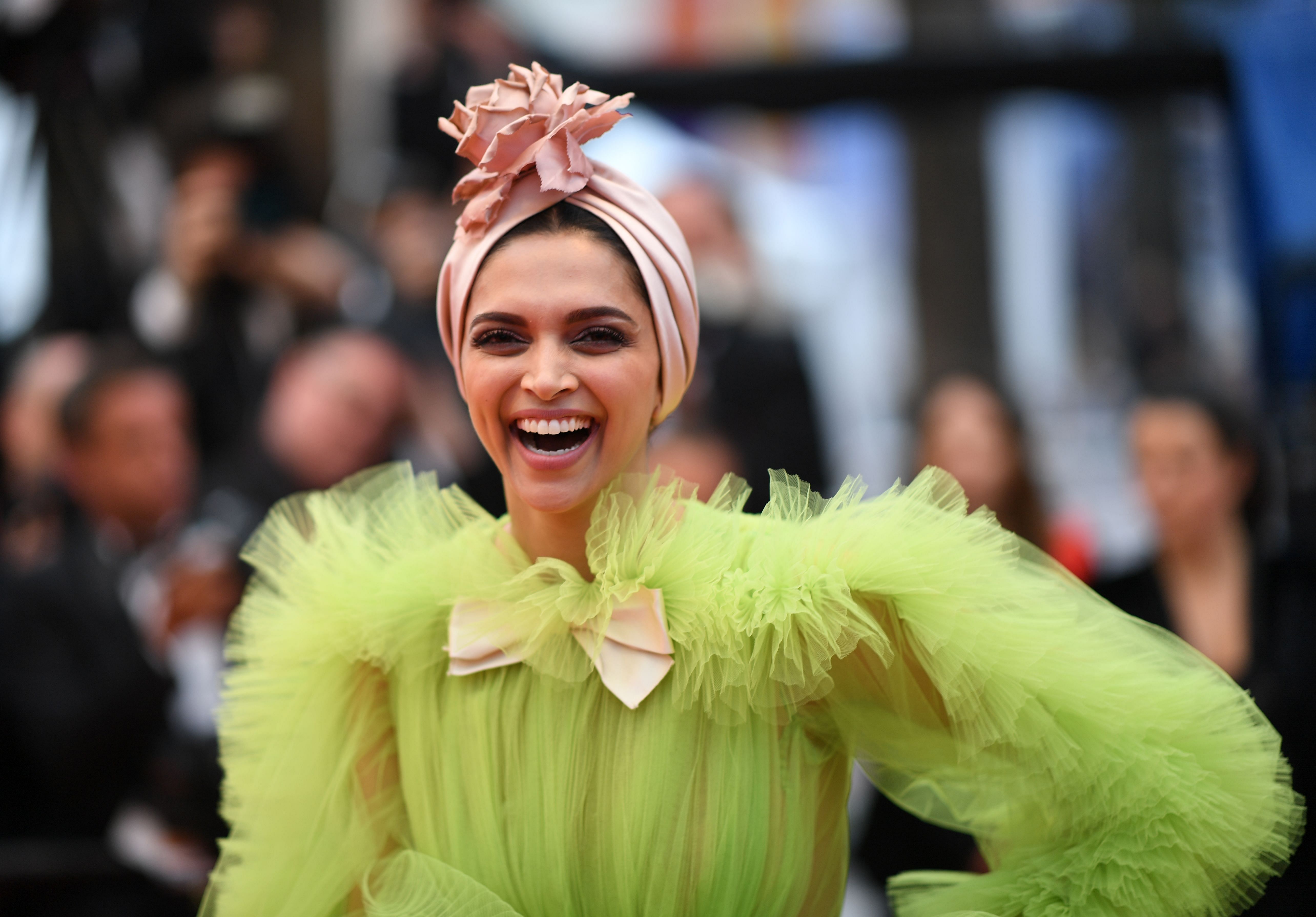 Indian actress Deepika Padukone poses as she arrives for the screening of the film "Dolor Y Gloria (Pain and Glory)" at the 72nd edition of the Cannes Film Festival in Cannes, southern France. (AFP Photo)