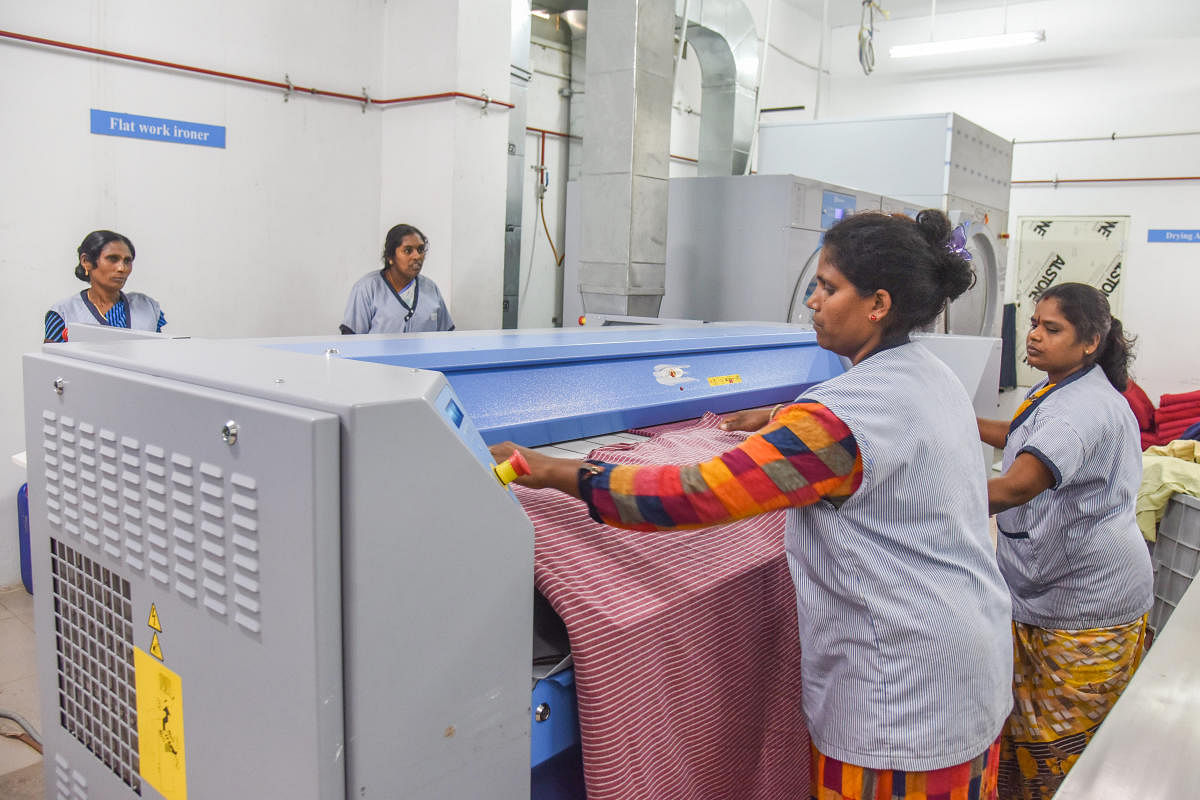 The automated laundry system setup at Victoria Hospital Campus. DH Photo/S K Dinesh