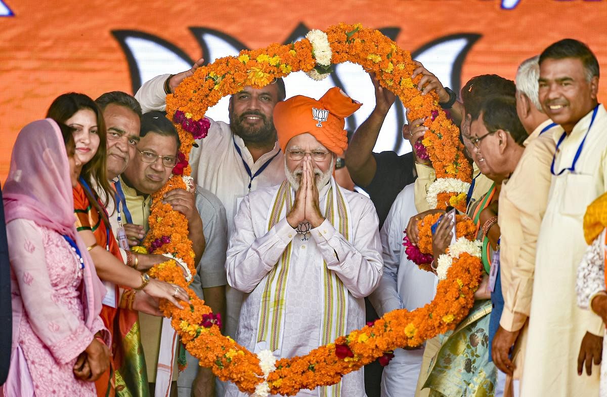 Addressing his second rally on Friday, Modi referred to a purported video in which three Congress leaders at the parliament complex were seen discussing prospects of the party in the polls. PTI