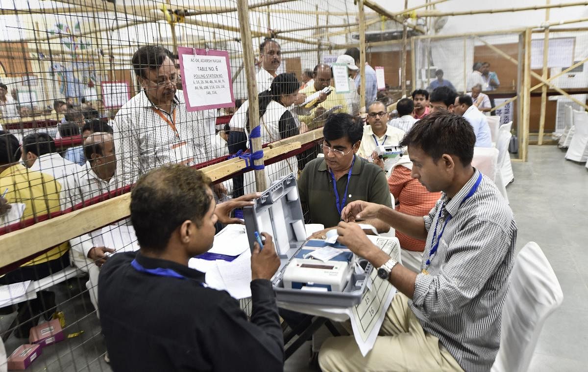 Election officials carry out counting of votes for the 2019 Lok Sabha elections. (PTI Photo)