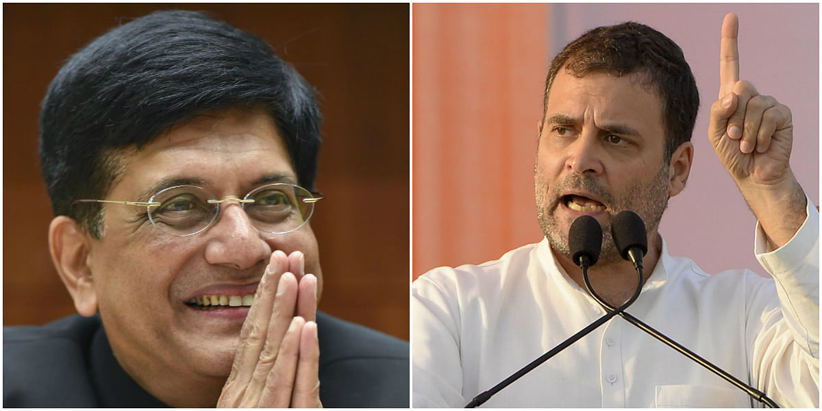 BJP leader Piyush Goyal (L) and Congress leader Rahul Gandhi (R) (PTI Photos)