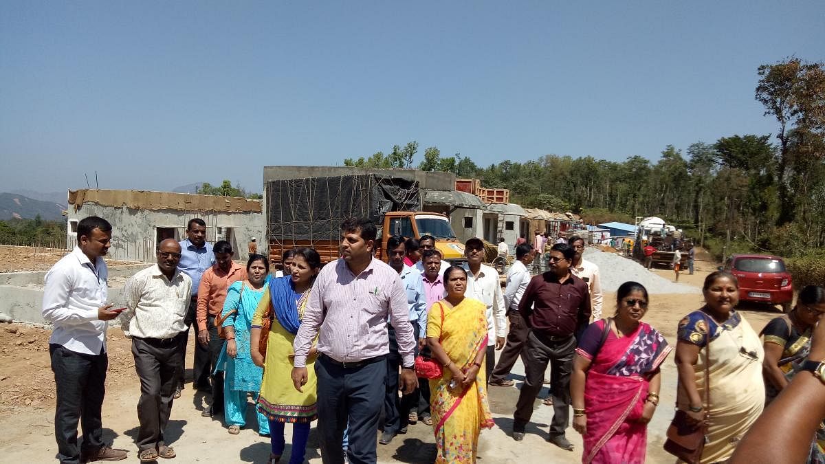 A team of officials from the State Institute For Urban Development (SIUD), Mysuru, visited Karnangeri village in Madikeri, to study the rehabilitation and related works.