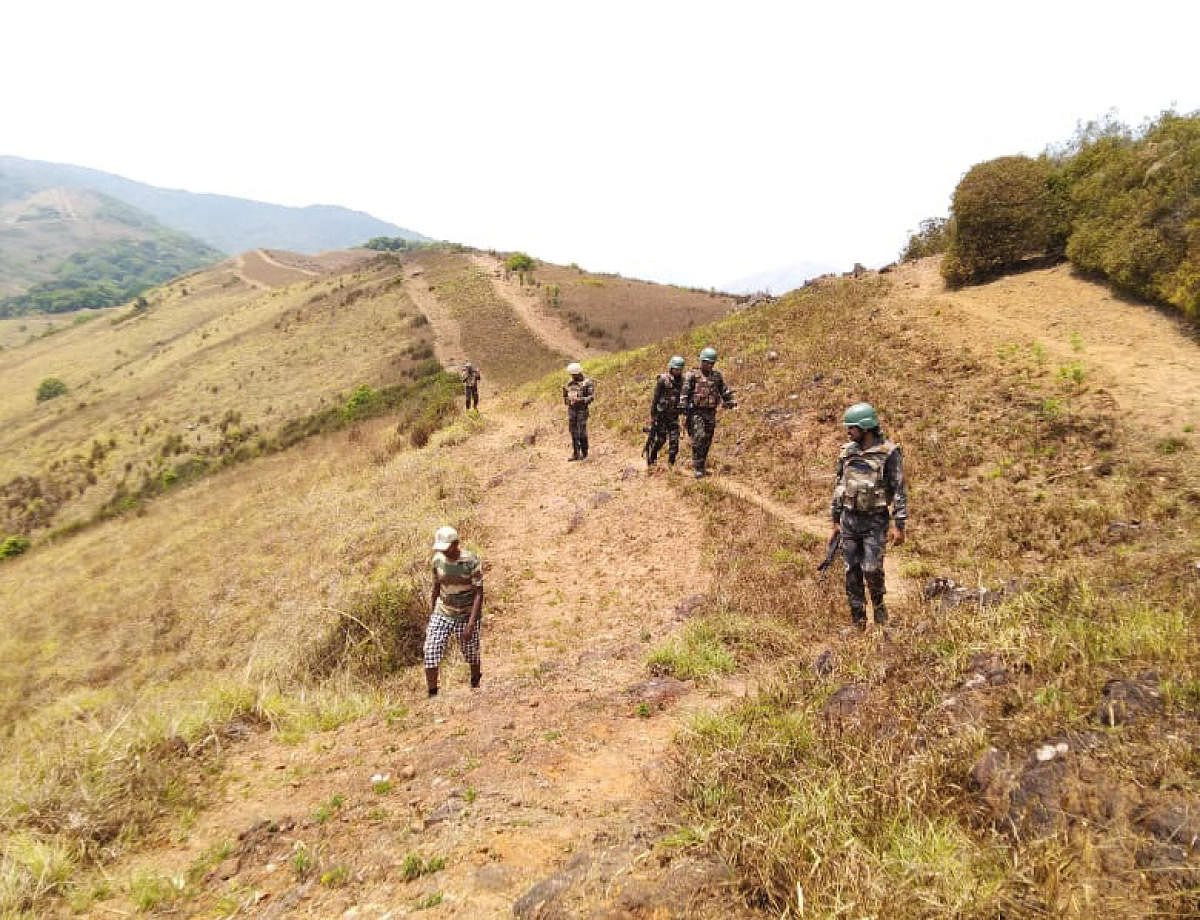 The Anti Naxal Force conducts a combing operation in a hilly region of Kodagu – Kerala border.