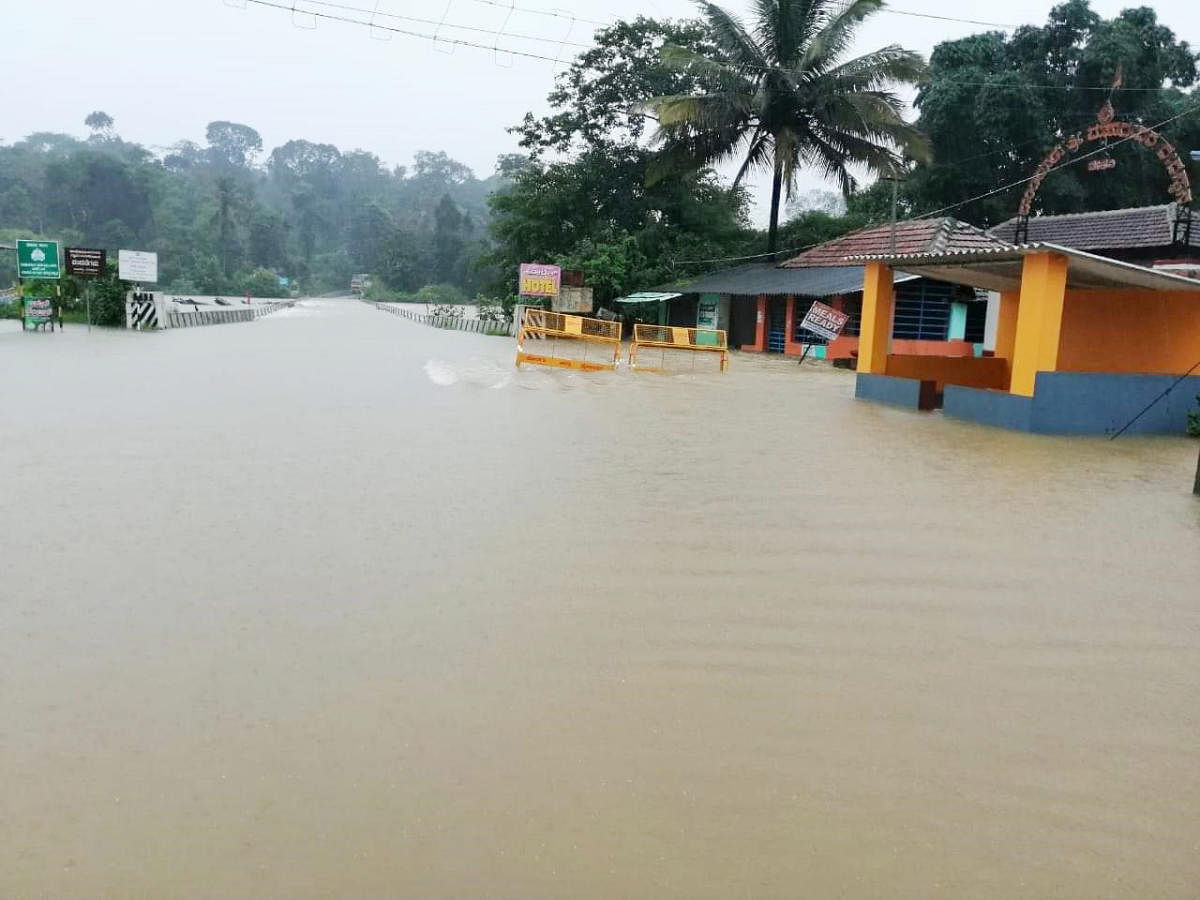 Flooding on the Virajpet-Madikeri road