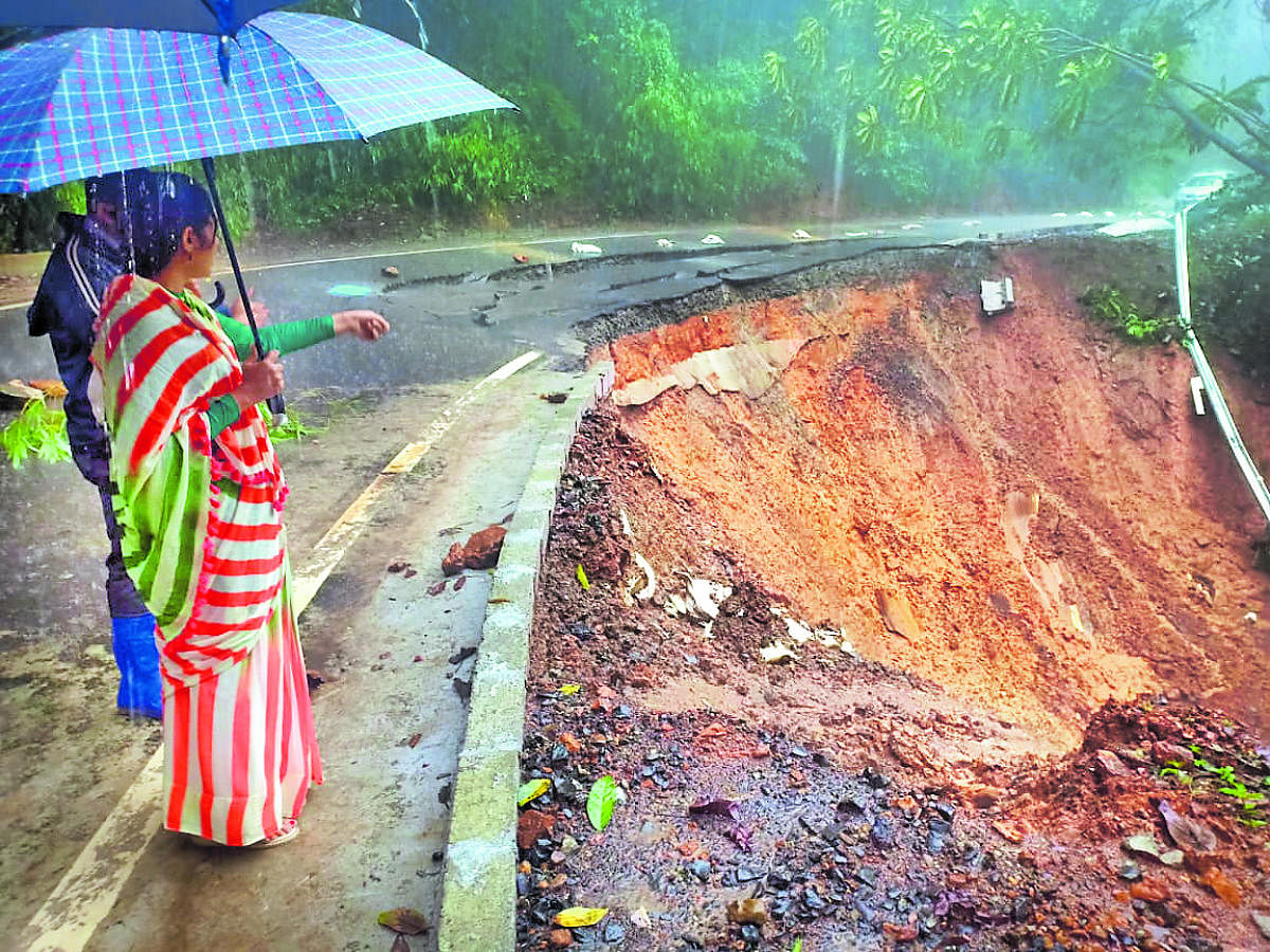 A landslide in Kodagu during monsoon