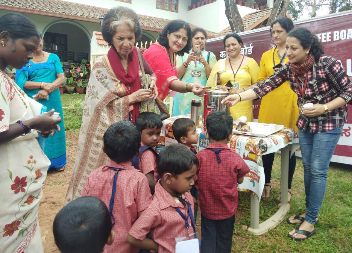 Coorg Coffee was distributed to people on International Coffee Day in Madikeri on Tuesday.