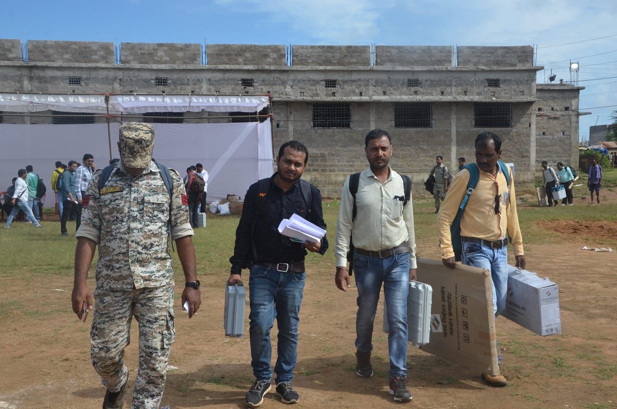 As many as 916 polling personnel have been deployed at these booths, he said, adding that around 70 booths have been categorised as 'hyper-sensitive' and 93 as 'sensitive'. Photo/Twitter (All India Radio News)