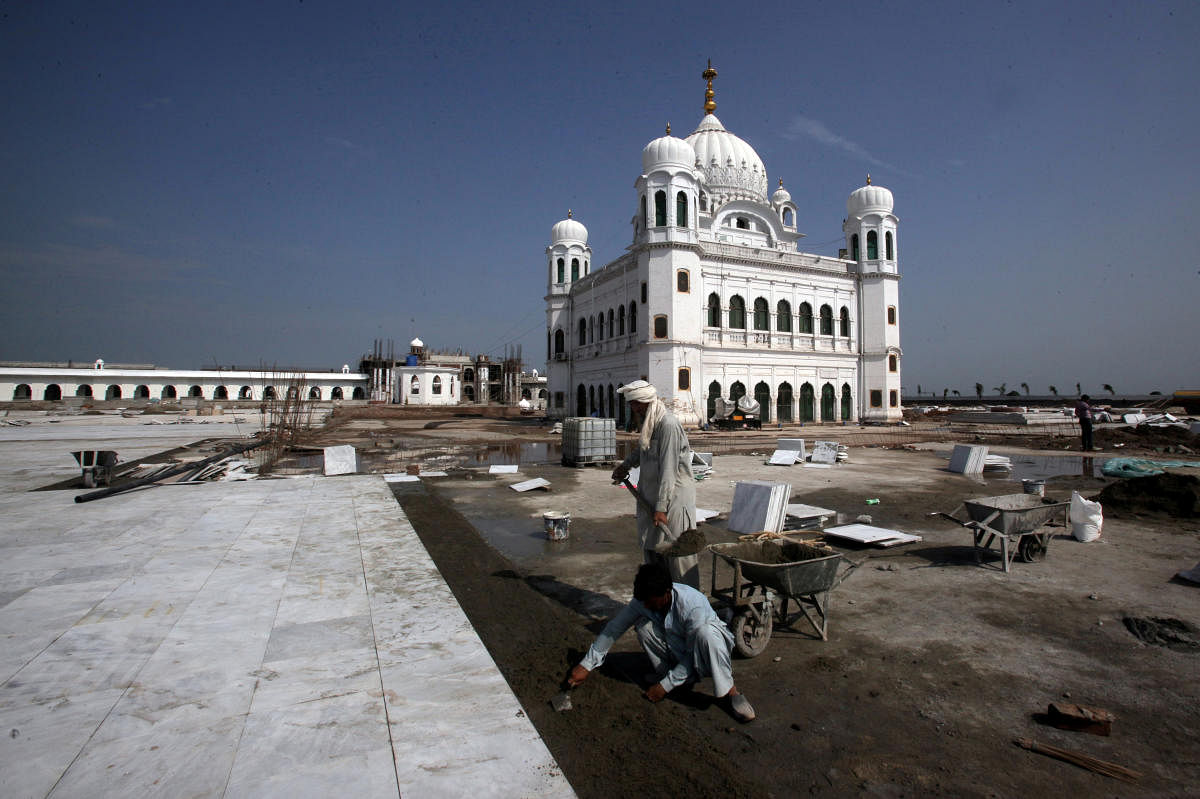 Gurdwara Darbar Sahib, which will be open this year for Indian Sikh pilgrims, in Kartarpur, Pakistan (Reuters Photo)