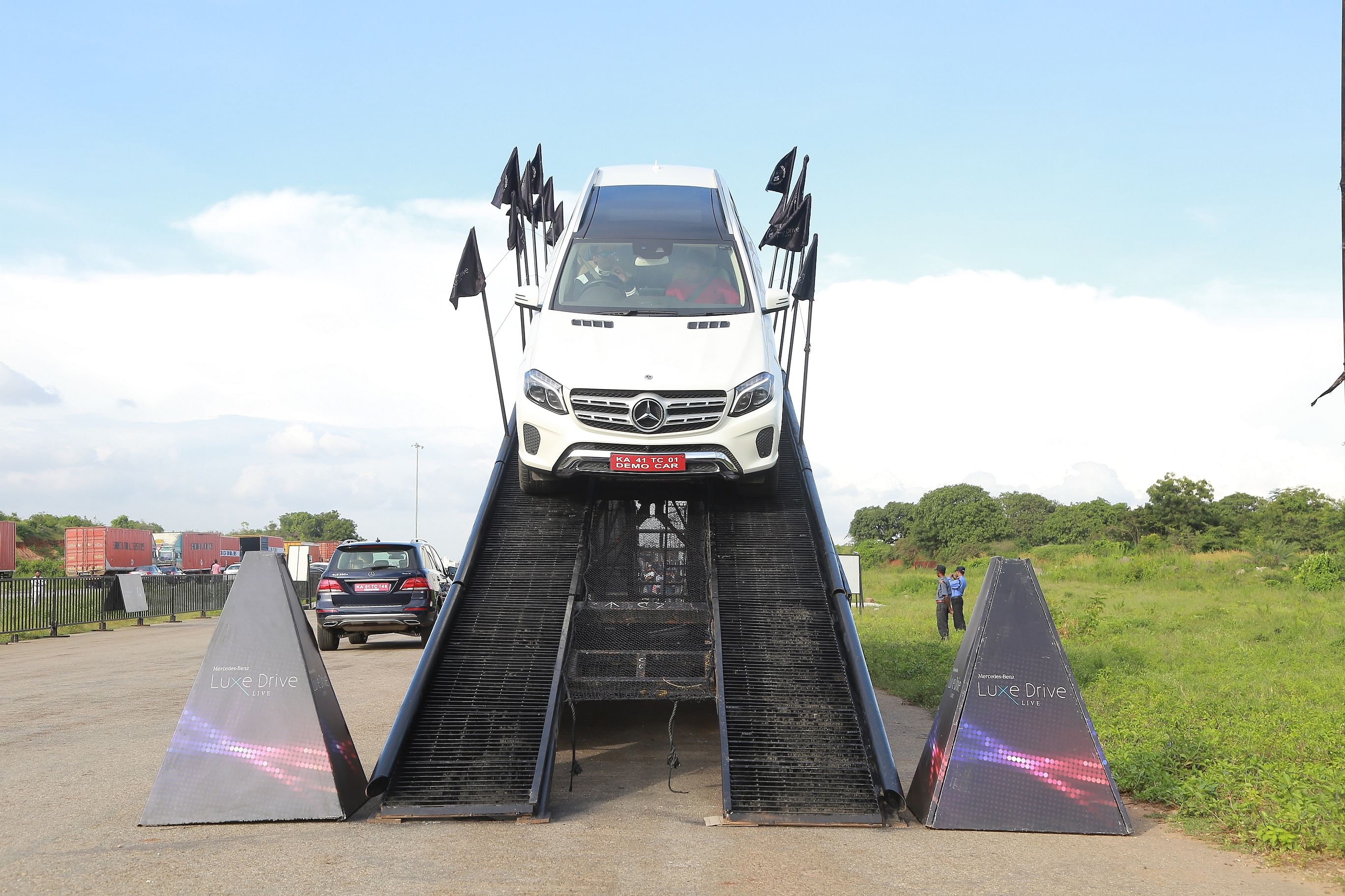 Participants were allowed to experience the off-road capabilities of Benz SUVs, by being driven through makeshift obstacles that simulate situations in the real world.
