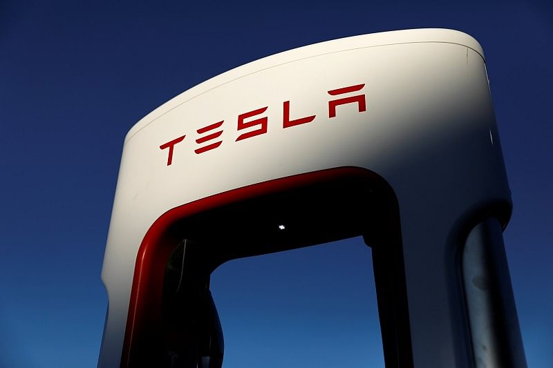  Tesla super chargers are shown in Mojave, California, US. (Reuters Photo)