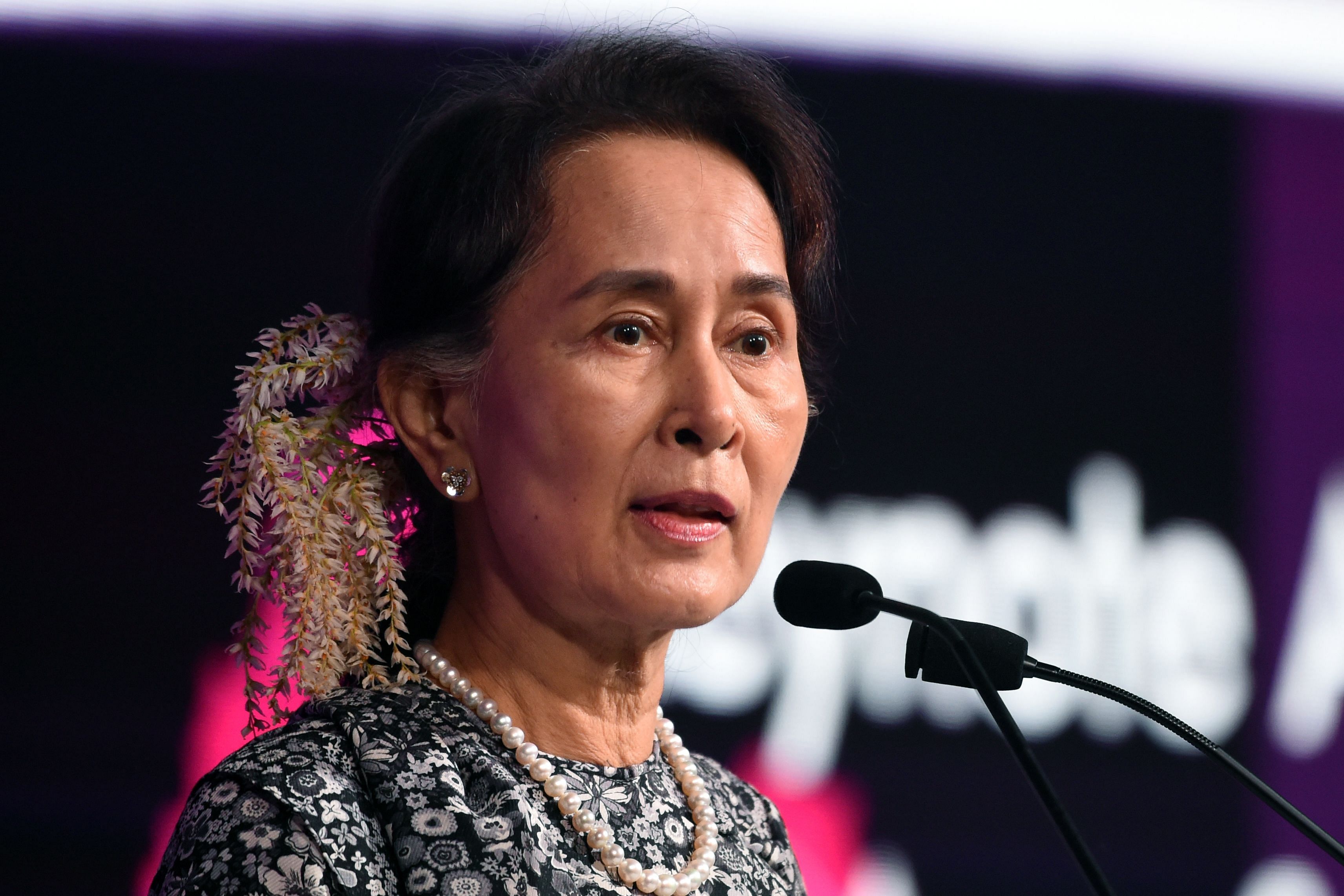 Myanmar's civilian leader Aung San Suu Kyi (Photo by AFP)