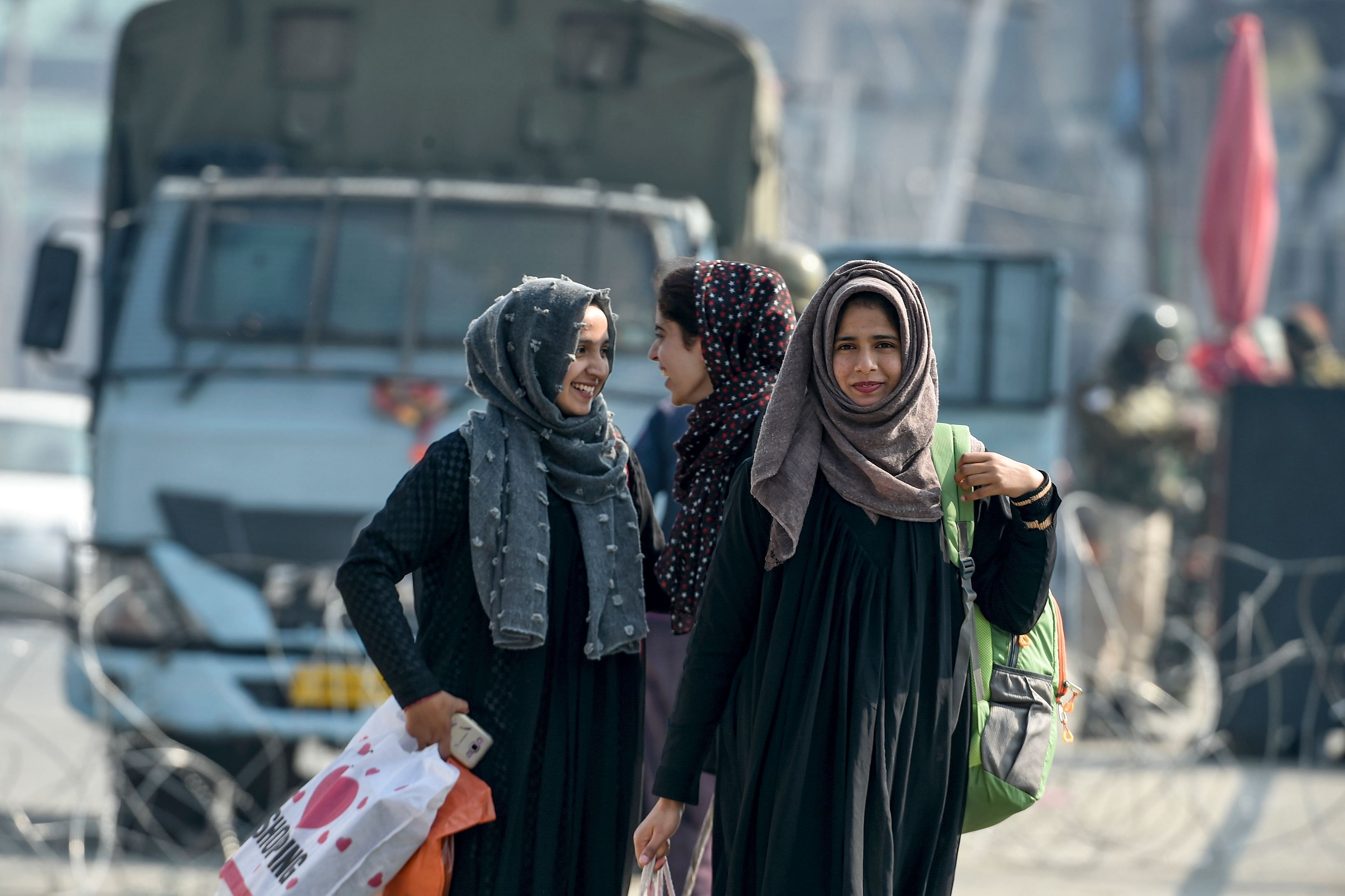 As public transport continues to remain off-roads in Kashmir, Jammu and Kashmir government has pressed State Road Transport Corporation (SRTC) buses into service. (AFP Photo)