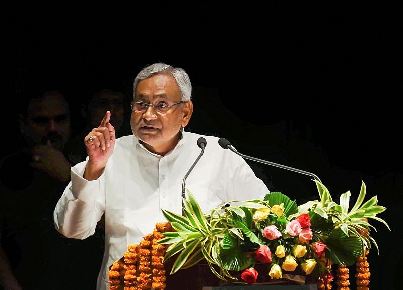 Bihar Chief Minister Nitish Kumar speaks during the International Conference on Crop Residue Management in Patna. (PTI Photo)