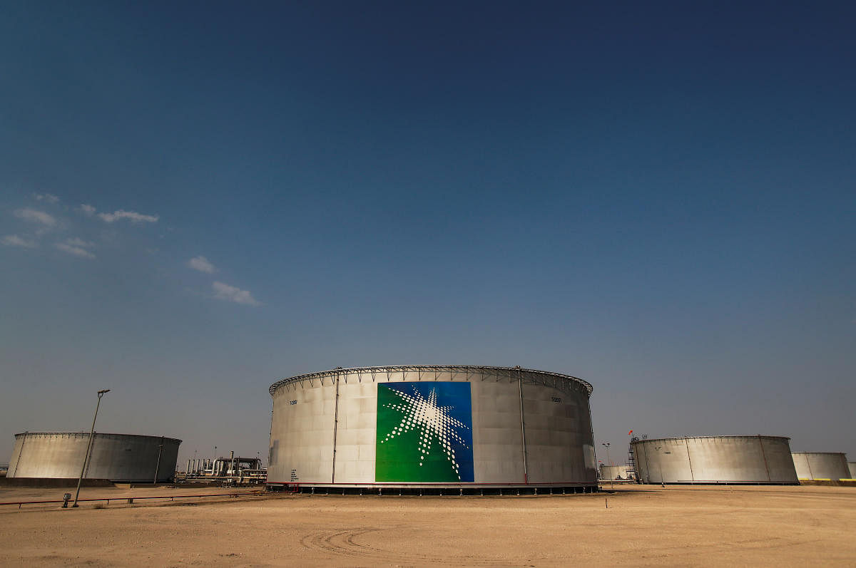 A view shows branded oil tanks at Saudi Aramco oil facility (Reuters Photo)