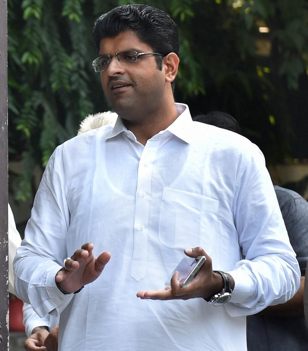Jannayak Janata Party leader Dushyant Chautala before a meeting with newly elected party MLAs, at his residence in New Delhi, Friday, Oct. 25, 2019. (PTI Photo)