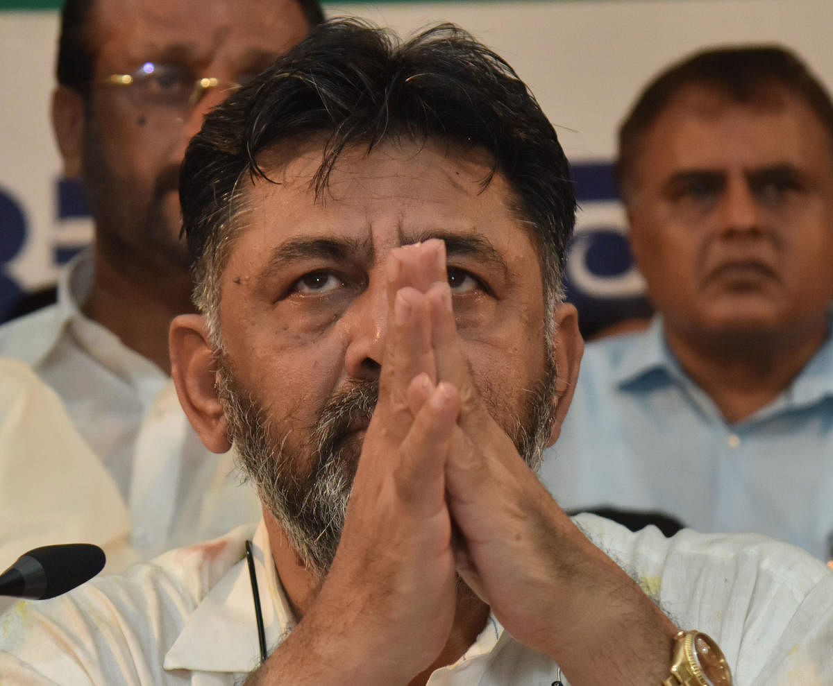D K Shivakumar during the press conference at KPCC office in Bengaluru on Saturday, 26 October, 2019. DH Photo