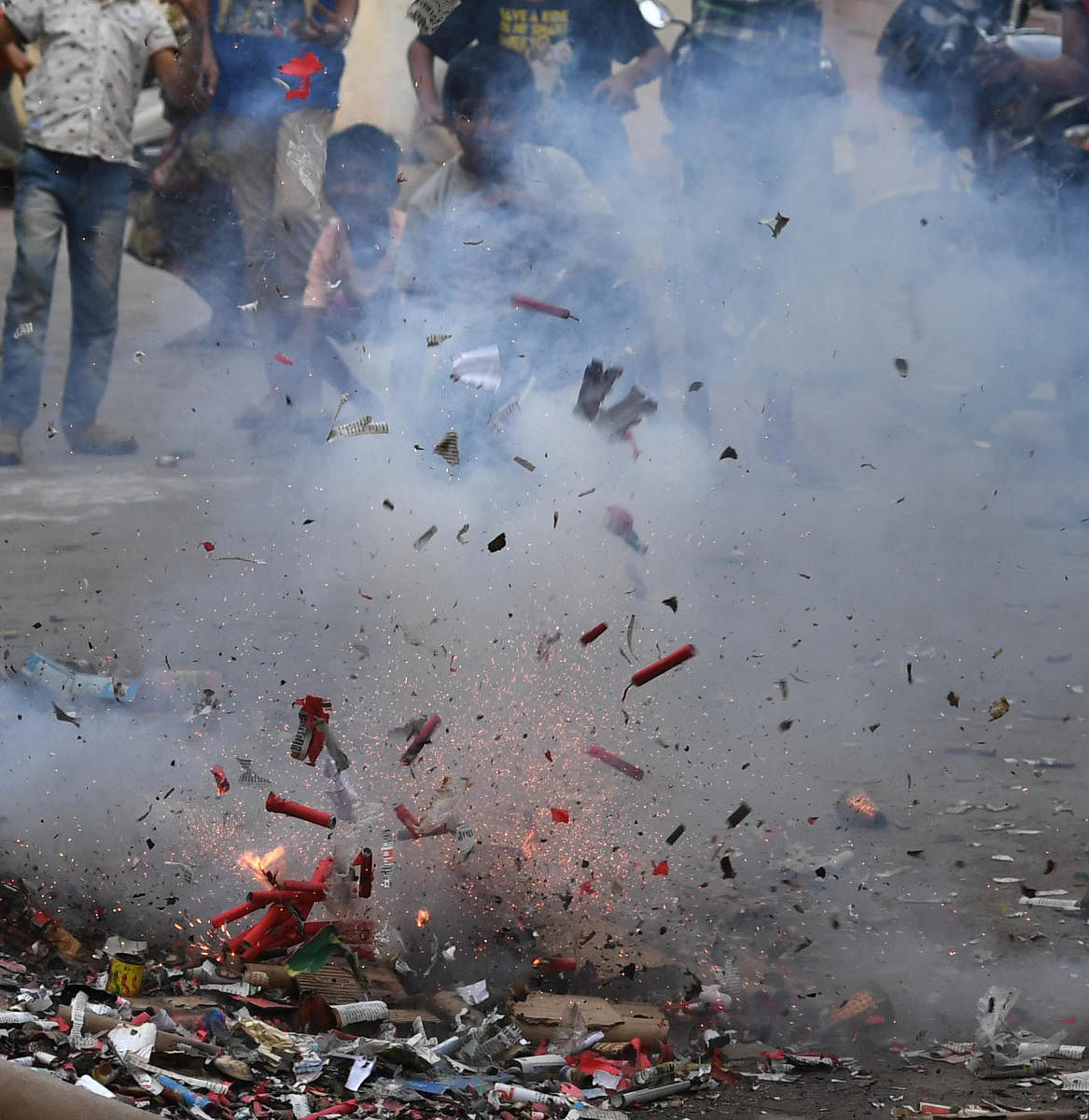 Firecracker bursting during Diwali (DH Photo)