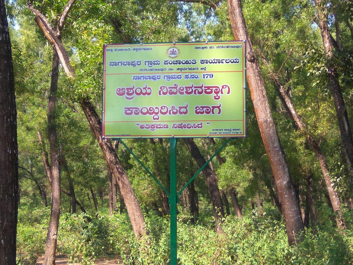 Land earmarked for poor siteless beneficiaries at Nagalapura Gram Panchayat jurisdiction in N R Pura taluk.