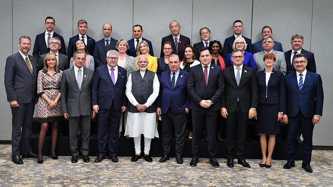 "Fruitful interactions with MPs from the European Parliament," tweeted PM Modi. (Twitter photo)