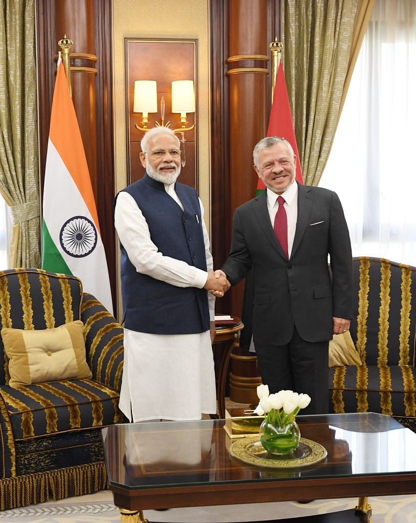 Narendra Modi meets King Abdullah II of Jordan. (Twitter)