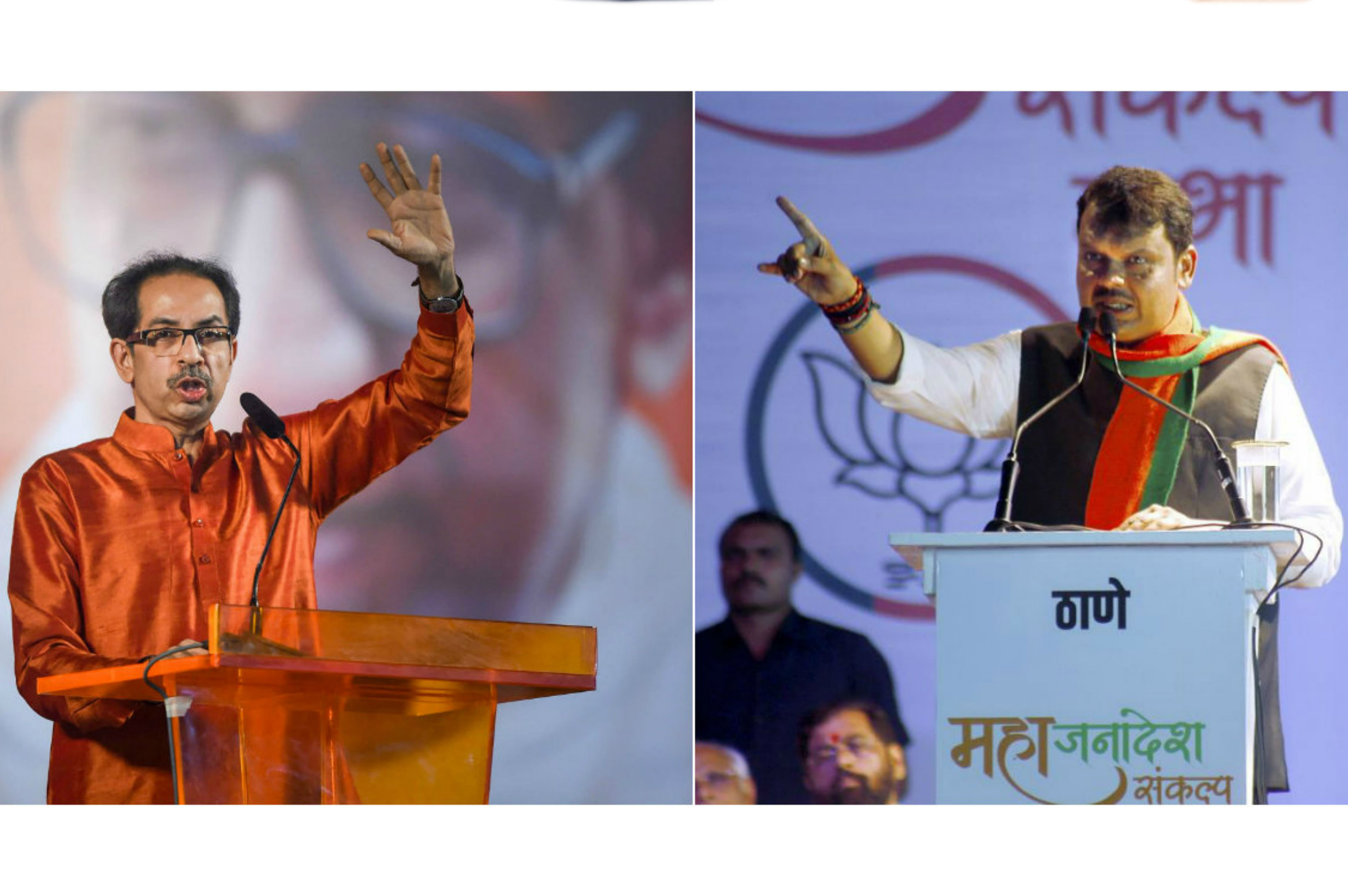 Shiv Sena Chief Uddhav Thackeray (L) and BJP's Devendra Fadnavis (R) (PTI Photos)