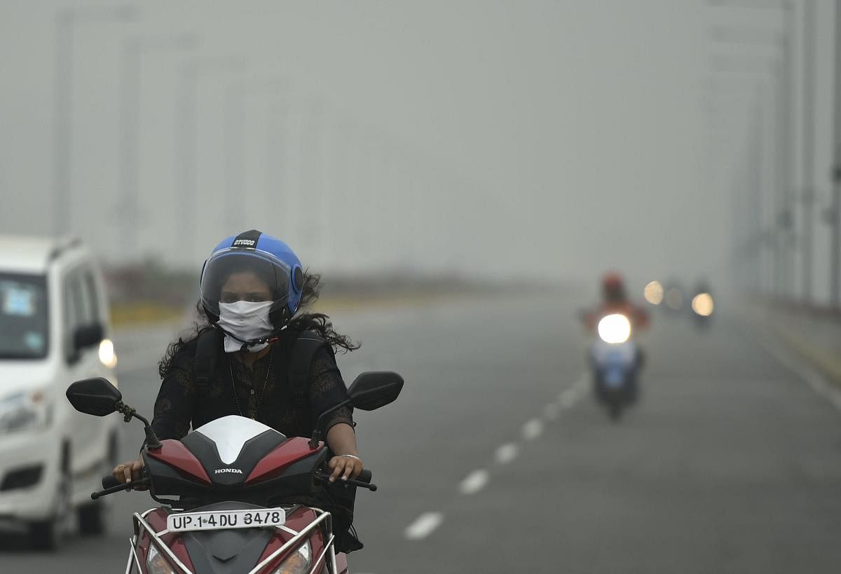 The skies over Delhi NCR continue to be smoky grey. (PTI Photo)