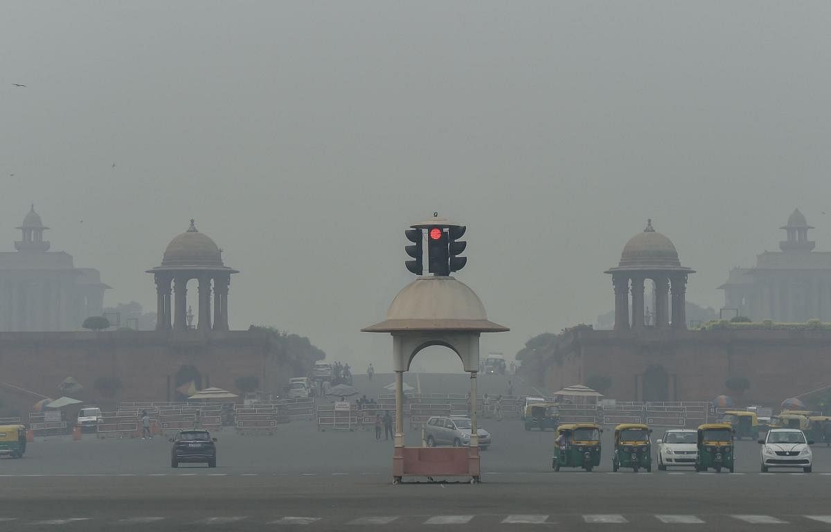 . Pollution levels in Delhi and neighbouring cities dropped marginally on Saturday (PTI Photo)