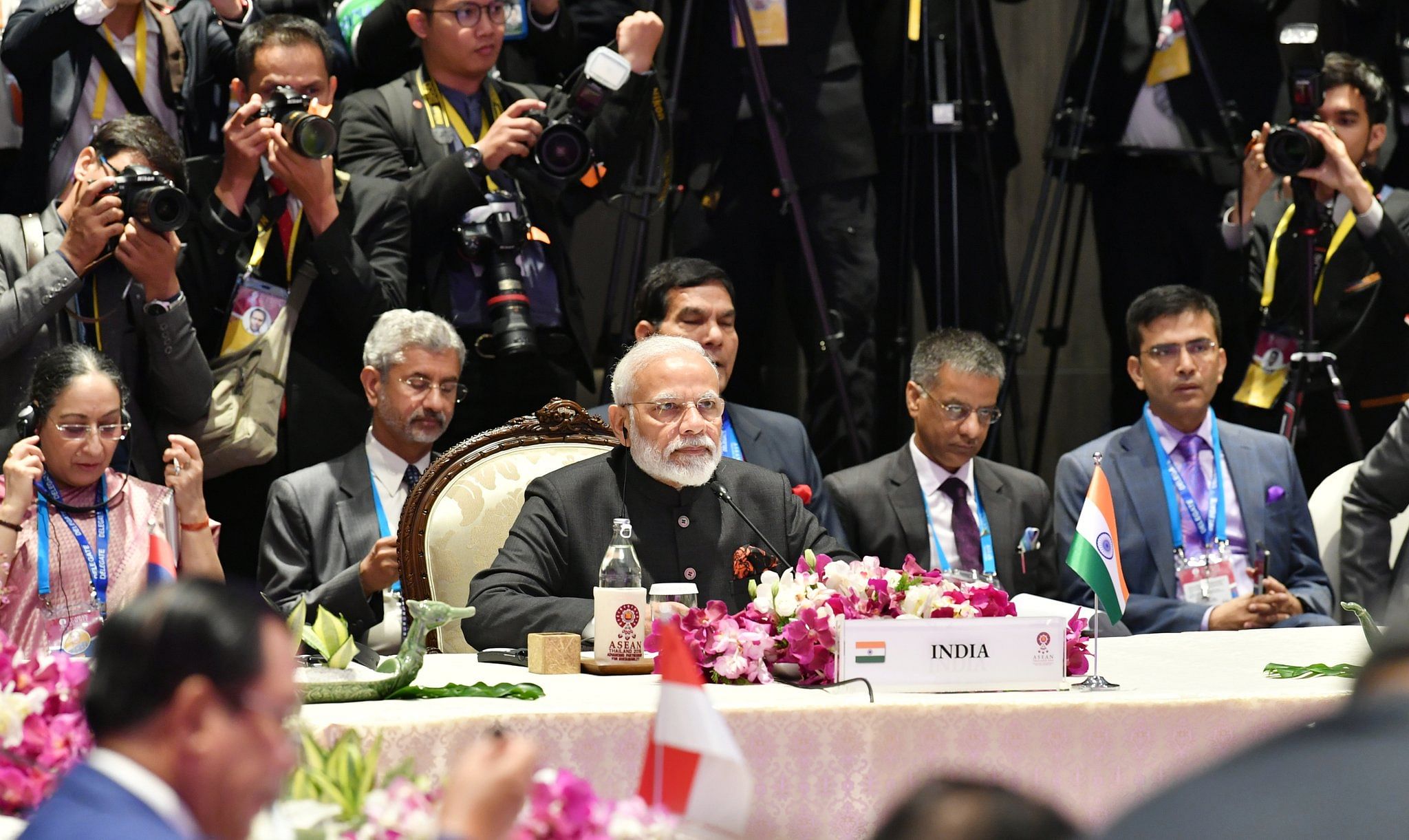 Officials said the biggest takeaway from the 16th India-ASEAN summit was an acknowledgement of the ASEAN leaders about India’s growing role in the Indo-Pacific for the first time after the bloc came out with an "Outlook" for the region. Photo/Twitter (@sanjayunv)
