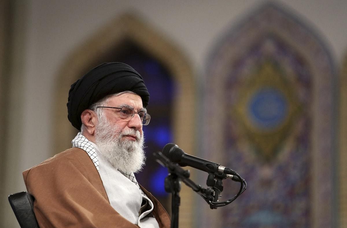 Ayatollah Ali Khamenei said Iran has "trapped the other party in the corner of the ring in many cases," adding that US aggression toward Iran has only grown "wilder and more flagrant" over the years. Photo/AP