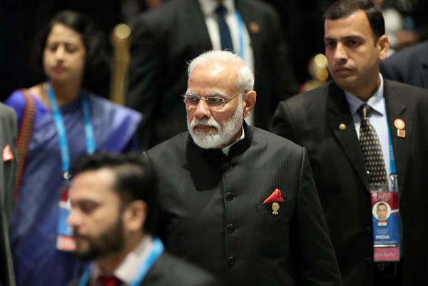 Prime Minister Narendra Modi arrives for a special lunch on sustainable development on the sidelines of the ASEAN summit in Bangkok, Thailand. (Reuters photo)