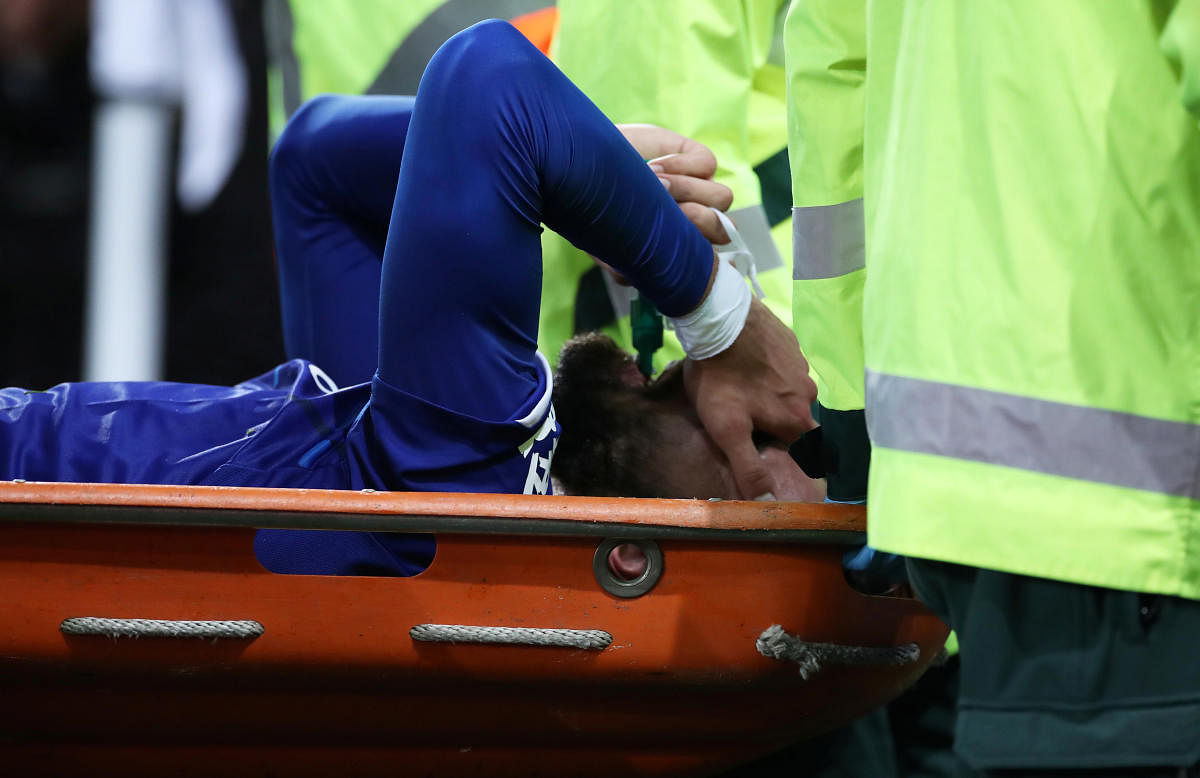  Everton's Andre Gomes is stretchered off after sustaining an injury. Reuters file photo