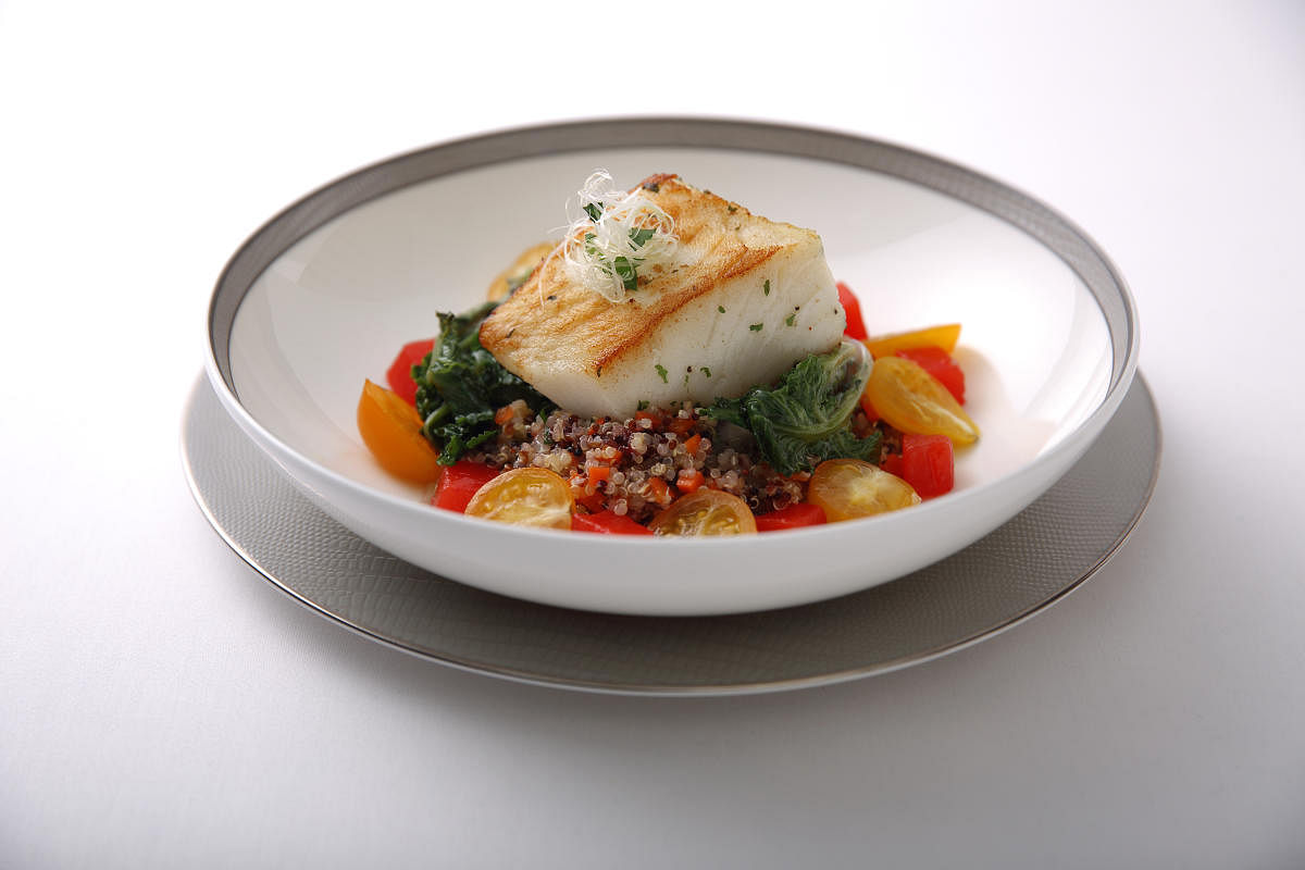 Chilean Seabass on a Bed of Kale and Quinoa Salad
