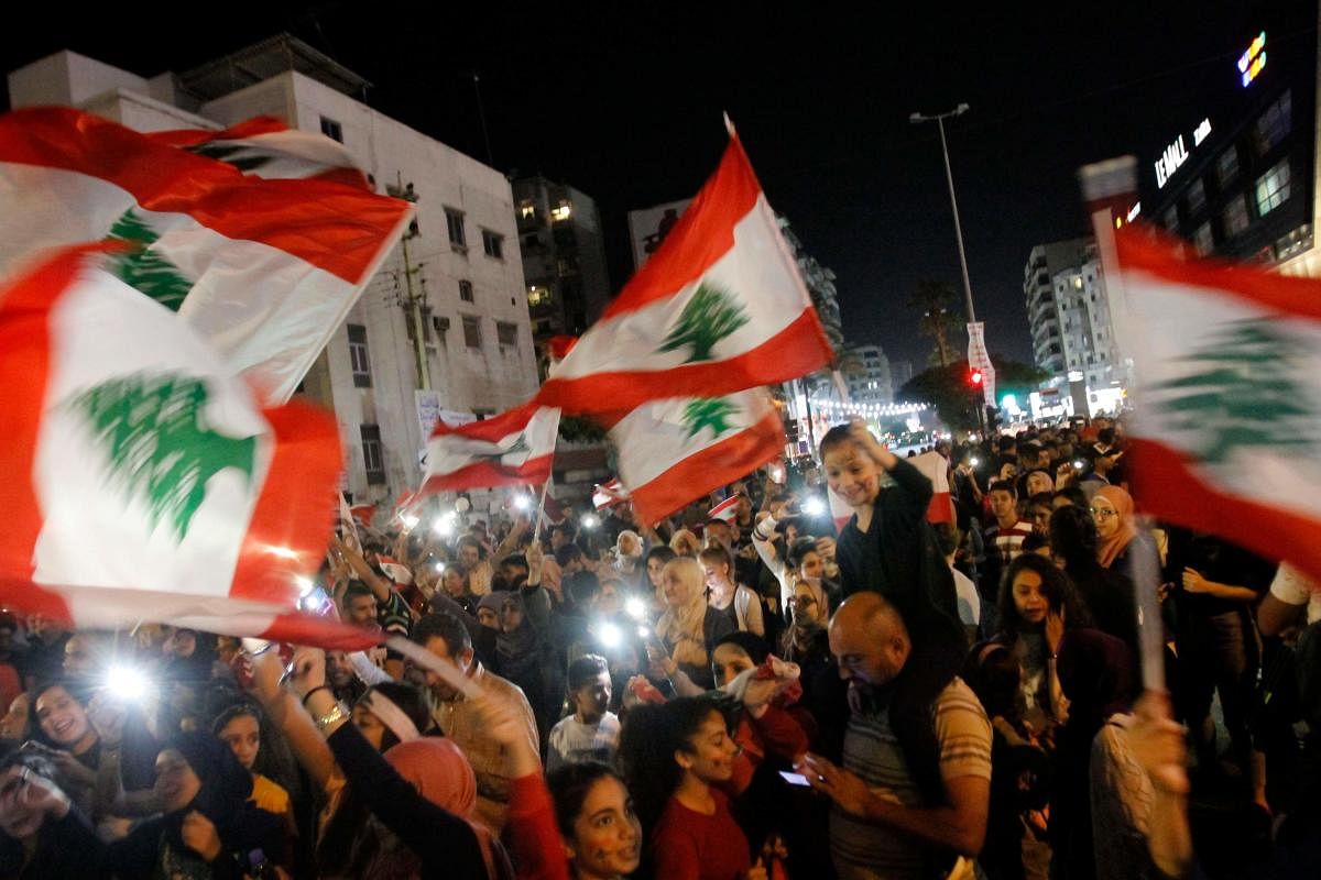 Lebanese protesters. AFP Photo