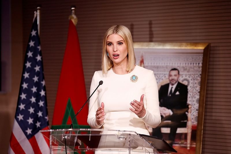 Ivanka Trump, daughter and advisor to U.S. President Donald Trump, gives a speech during a global economic program for women, at the Palais des Congres, in Sale, Morocco. (Reuters Photo)