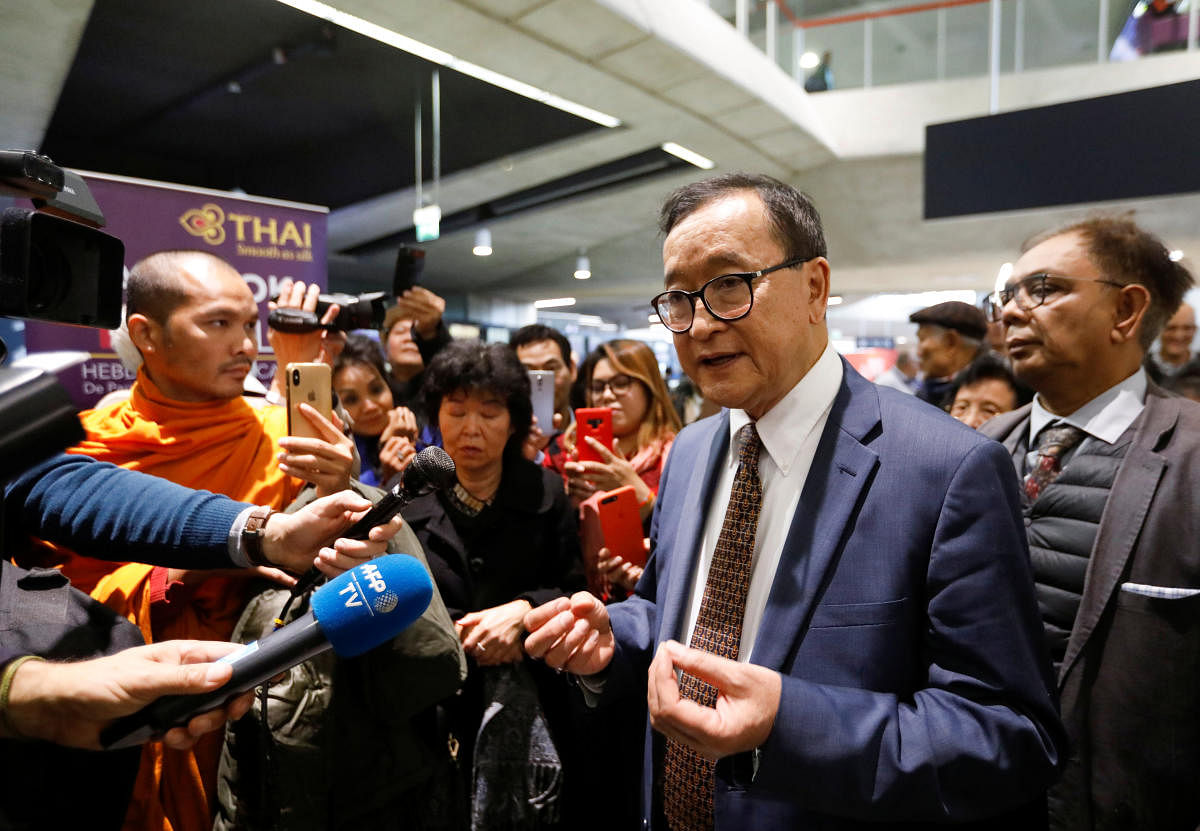 Cambodia's self-exiled opposition party founder Sam Rainsy (Reuters Image)