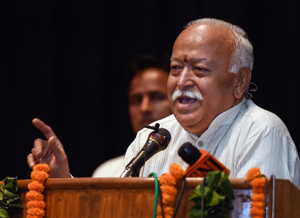 RSS chief Mohan Bhagwat's demand for a law facilitating construction of a Ram temple in Ayodhya evoked contrast reactions from Hindu seers and Muslim leaders/clerics in the temple town. PTI Photo